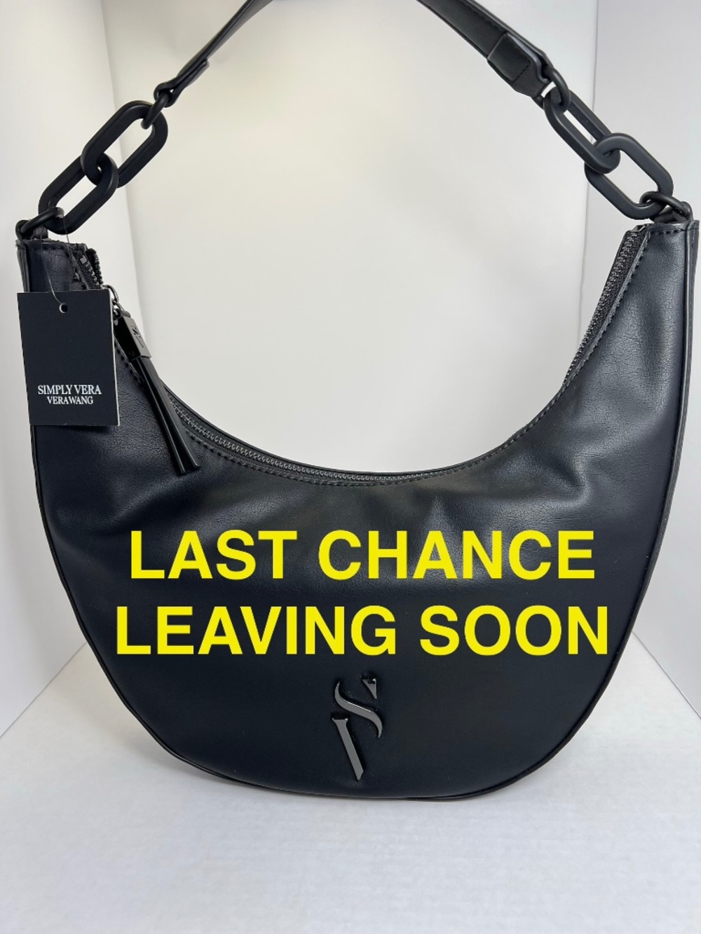 Simply Vera by Vera Wang black faux leather shoulder handbag purse